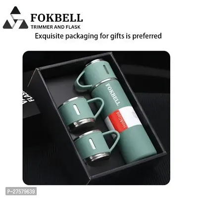 FARISHTAY  Double Wall Stainless Steel Thermo 500ml Vacuum Insulated Bottle Water Flask Gift Set with Two Cups Hot  Cold | Assorted Color | Diwali Gifts for Employees | Corporate Gift Items