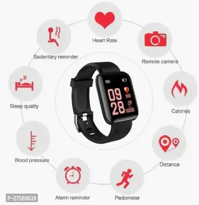 ID116 Bluetooth BEST Smart Fitness Band Watch with Heart Rate Activity Tracker, Step and Calorie Counter, Blood Pressure,