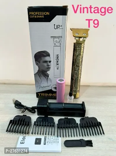 T9 Rechargeable Professional Hair Trimmer for Man with Usb supported Trimmer Men, Beard Trimmer With 3 Guided Combs, 1200mAh Li-ion Battery, 180 minutes Runtime (Vintage T9 Plastic) multicolor-thumb0