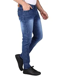 Men Denim Slim Mid Rise Stylish Jeans (Royal Blue)-thumb3