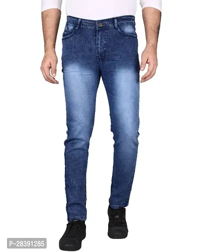 Men Denim Slim Mid Rise Stylish Jeans (Royal Blue)-thumb5