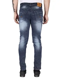 Men Denim Slim Mid Rise Stylish Jeans  (Royal Black)-thumb4