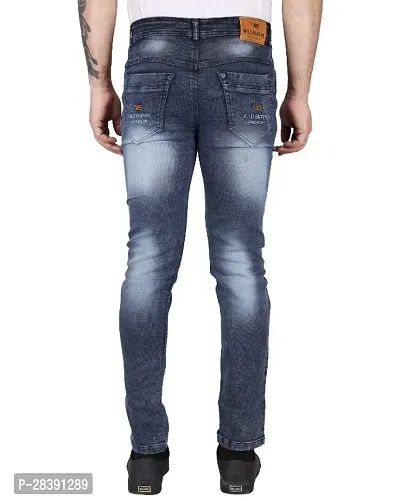 Men Denim Slim Mid Rise Stylish Jeans  (Royal Black)-thumb5