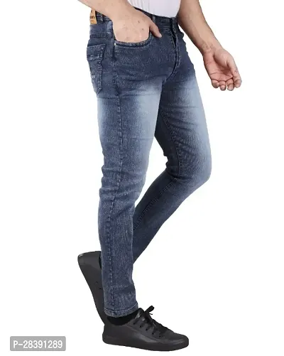 Men Denim Slim Mid Rise Stylish Jeans  (Royal Black)-thumb2