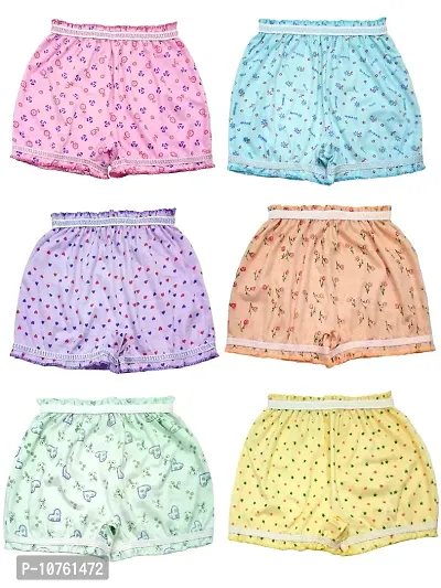 KIDBIRD Pure Cotton Printed Multi-Coloured Bloomer Panties for Girls  Kids (Pack of 6)-thumb0