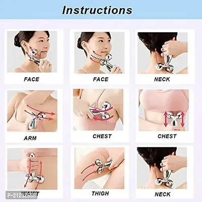 PRIYAT DEAL Massager 3D Mini Manual Massager 360 Rotate Roller Face Body Massager for Skin Lifting Face Lifting Wrinkle Remover Facial Massage Relaxation and Skin Tightening Tool for Unisex, Silver-thumb2