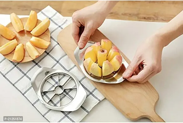 Pegrim Stainless Steel Vegetable, Apple, Watermelons  Fruit Cutter Slicer Chopper Masher Dicer (Stainless Steel Apple Cutter)-thumb4