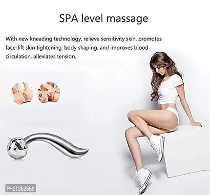 PRIYAT DEAL Massager 3D Mini Manual Massager 360 Rotate Roller Face Body Massager for Skin Lifting Face Lifting Wrinkle Remover Facial Massage Relaxation and Skin Tightening Tool for Unisex, Silver-thumb3