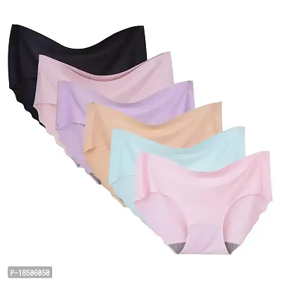 Pegrim No Show High Waist Briefs Underwear for Women Seamless Panties Multi-colors  Pack-6-thumb2