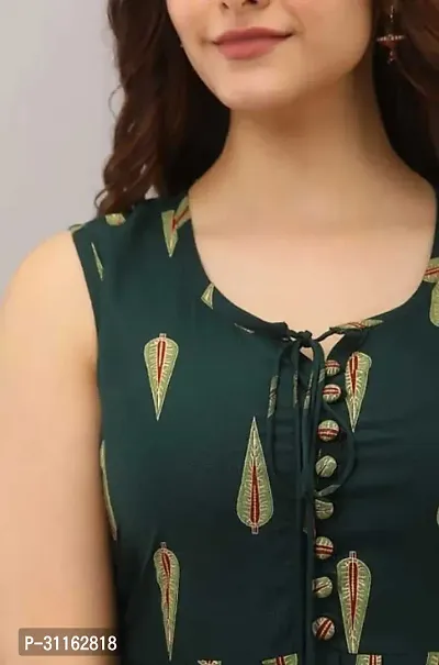 Stylish Green Viscose Rayon Printed Kurta For Women-thumb4