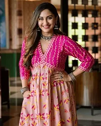 Stylish Pink Viscose Rayon Printed Kurta For Women-thumb1