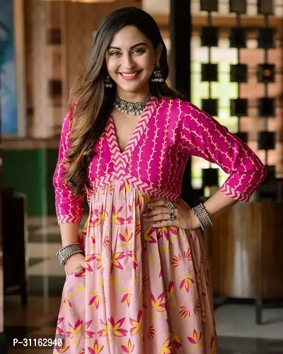 Stylish Pink Viscose Rayon Printed Kurta For Women-thumb2