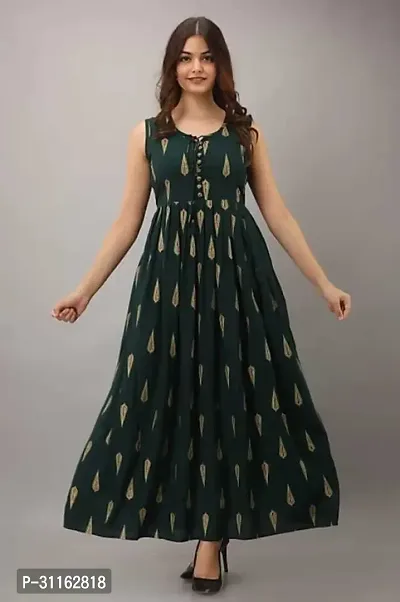 Stylish Green Viscose Rayon Printed Kurta For Women