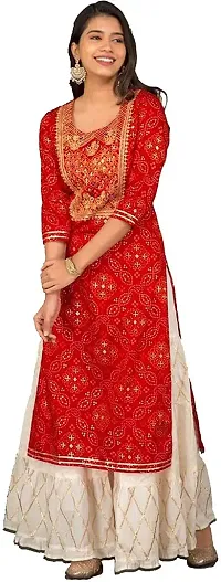 Stylish Red Viscose Rayon Embroidered Kurta Bottom Set For Women-thumb2