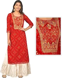 Stylish Red Viscose Rayon Embroidered Kurta Bottom Set For Women-thumb3