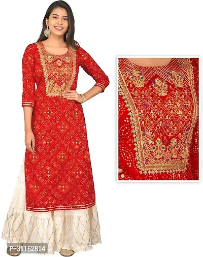 Stylish Red Viscose Rayon Embroidered Kurta Bottom Set For Women-thumb4