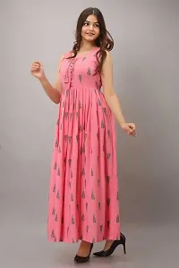 Stylish Pink Viscose Rayon Printed Kurta For Women-thumb3