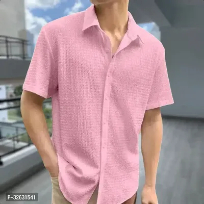 Trendy Cotton Solid Popcorn Casual Shirt for Men