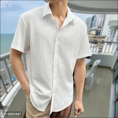 Trendy Cotton Solid Popcorn Casual Shirt for Men-thumb0