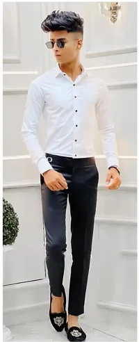 Modern Fabulous Solid Cotton Blend Shirt And Trouser Fabric For Men