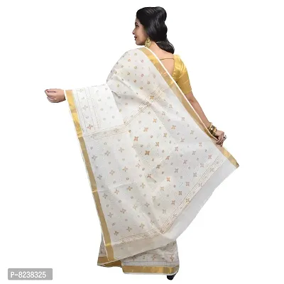 Raj Sarees Women's Baluchari Cotton Saree (333-P_Off-white)-thumb3