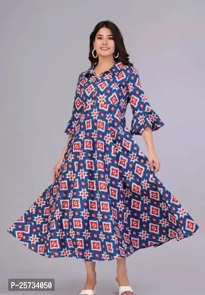 Stylish Multicoloured Cotton Printed Gown For Women-thumb0