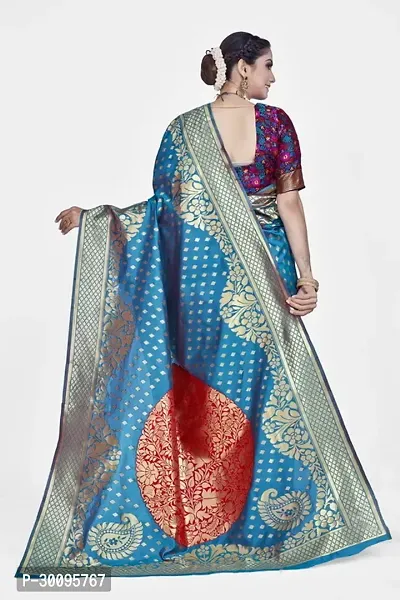 Stylish Teal Art Silk Saree With Blouse Piece For Women-thumb2