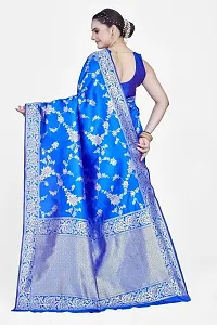 Stylish Blue Art Silk Saree With Blouse Piece For Women-thumb1