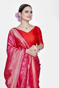 Stylish Pink Art Silk Saree With Blouse Piece For Women-thumb1