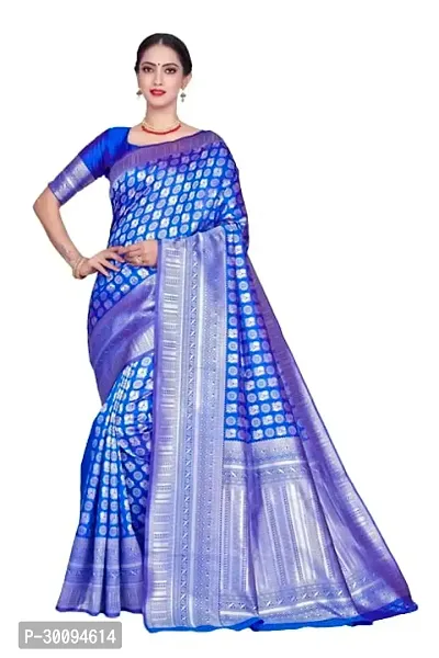 Stylish Royal Blue Art Silk Saree With Blouse Piece For Women-thumb0