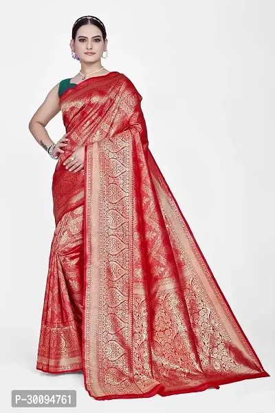 Stylish Red Art Silk Saree With Blouse Piece For Women-thumb0