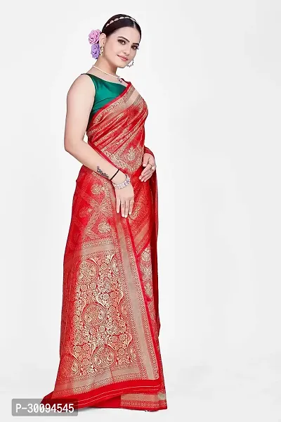 Stylish Red Art Silk Saree With Blouse Piece For Women-thumb4