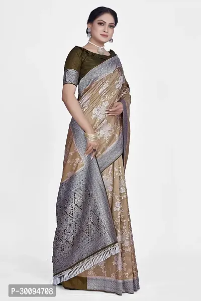 Stylish Brown Art Silk Saree With Blouse Piece For Women-thumb4