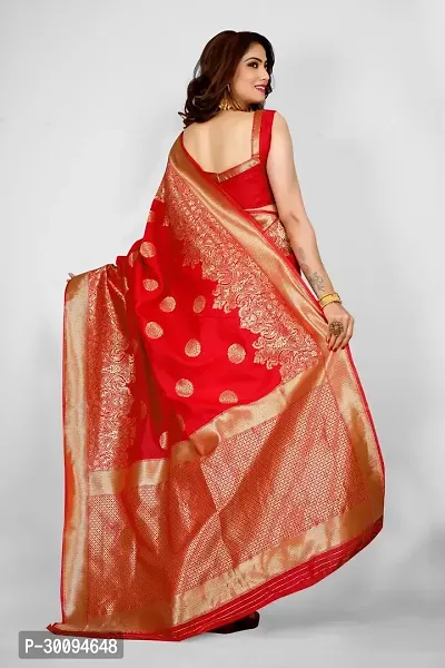 Stylish Red Art Silk Saree With Blouse Piece For Women-thumb2