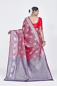 Stylish Pink Art Silk Saree With Blouse Piece For Women-thumb1