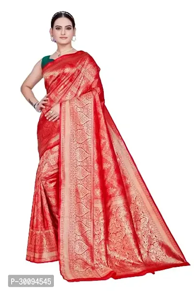 Stylish Red Art Silk Saree With Blouse Piece For Women-thumb0