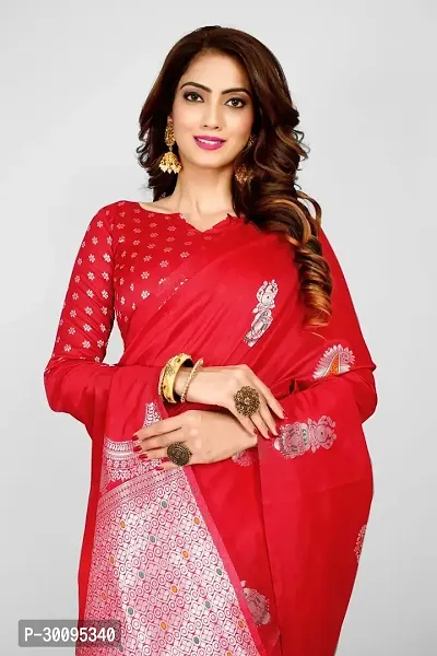 Stylish Red Art Silk Saree With Blouse Piece For Women-thumb5