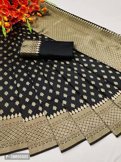 Stylish Black Art Silk Saree With Blouse Piece For Women-thumb0