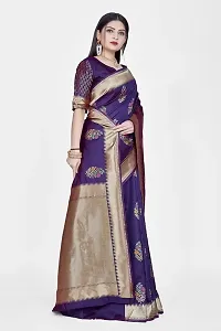 Stylish Navy Blue Art Silk Saree With Blouse Piece For Women-thumb4