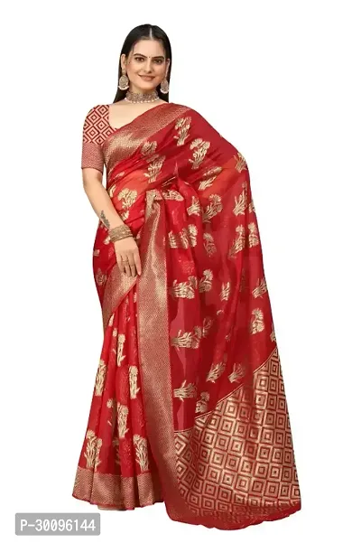 Stylish Red Art Silk Saree With Blouse Piece For Women