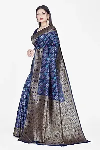 Stylish Navy Blue Art Silk Saree With Blouse Piece For Women-thumb3