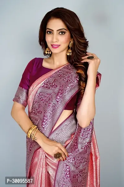 Stylish Peach Art Silk Saree With Blouse Piece For Women-thumb5