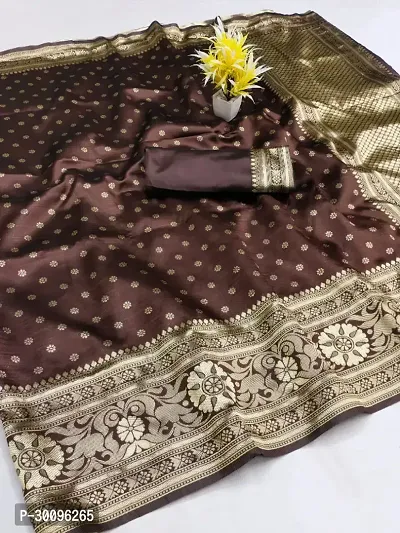 Stylish Coffee Art Silk Saree With Blouse Piece For Women-thumb0