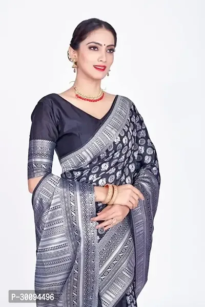 Stylish Black Art Silk Saree With Blouse Piece For Women-thumb3