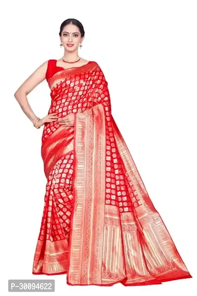 Stylish Red Art Silk Saree With Blouse Piece For Women-thumb0