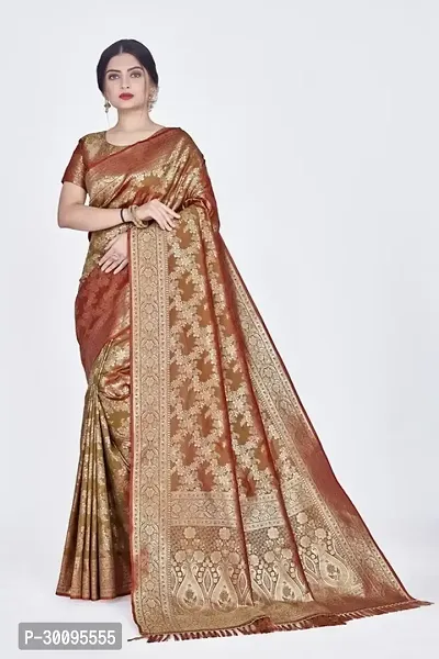 Stylish Olive Art Silk Saree With Blouse Piece For Women