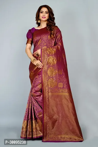 Stylish Wine Art Silk Saree With Blouse Piece For Women