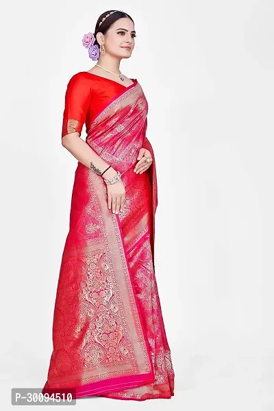 Stylish Pink Art Silk Saree With Blouse Piece For Women-thumb4