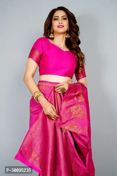 Stylish Pink Art Silk Saree With Blouse Piece For Women-thumb5