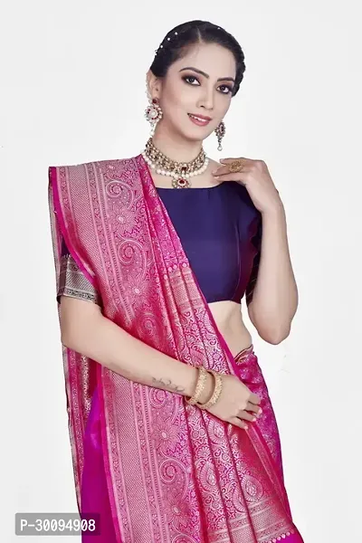 Stylish Pink Art Silk Saree With Blouse Piece For Women-thumb3